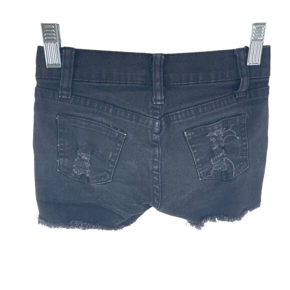 Vintage Havana girls Jean Shorts Cut Off Ripped Hot Pants Denim Black Size 7 - Picture 4 of 7